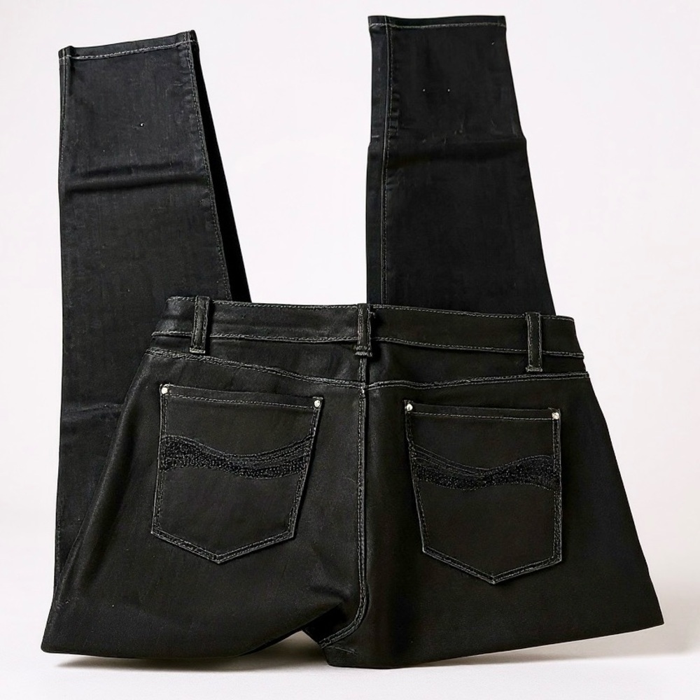 WHBM 8R Slim Skinny Ankle Black Jeans Crystal Studs Design On Pockets R $120